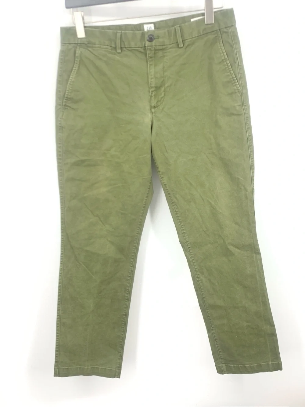 GAP Men Size 34 x 30 Pants Green Essential Khakis Straight Leg Chinos Stretch